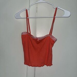 Orange Lace Trim Cami Top